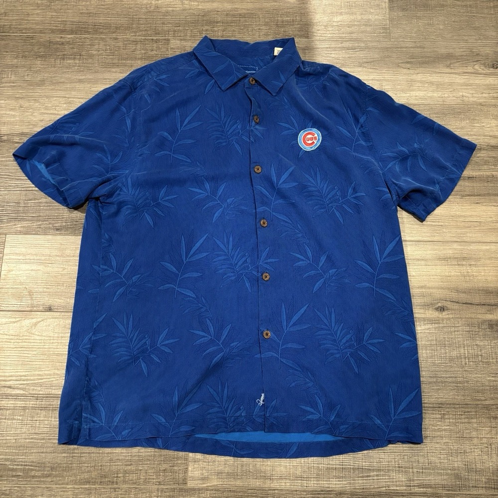 Chicago Cubs Tommy Bahama Silk Shirt Men's XL Blue MLB Hawaiian